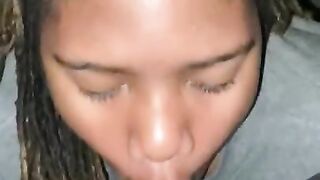 Ebony gives Head in Car