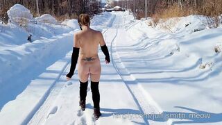 Naked walk in winter