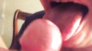 Tongue blasting amateur blowjob/handjob