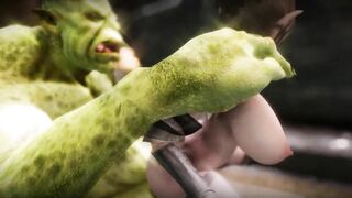 Big Breasts Elf Oak Defeat by Ugly Cosplay Orc Seeding Sex 3D Hentai NSFW Part 9