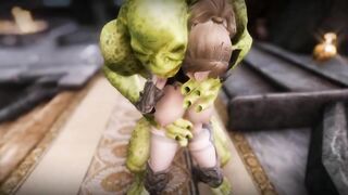 Big Breasts Elf Oak Defeat by Ugly Cosplay Orc Seeding Sex 3D Hentai NSFW Part 9