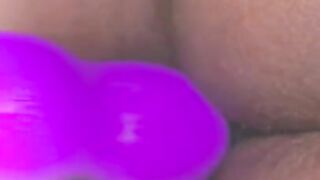 Juicy Wet Pussy Takes Dildo Toy From Behind: Anal Massage