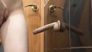 fucked myself with a dildo in the bathroom