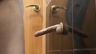 fucked myself with a dildo in the bathroom