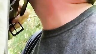 Swallowing a monster cock in the woods