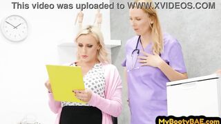 Busty big ass nurse deepthroats doctor in his office