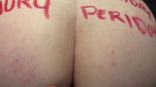 My 4 finger fucks tenants wife on his Birthday and she lip stick my name on her ass