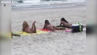 Amateur video of Brazilian girls wearing tiny bikinis on the beach