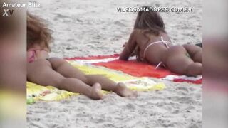 Amateur video of Brazilian girls wearing tiny bikinis on the beach