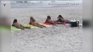 Amateur video of Brazilian girls wearing tiny bikinis on the beach