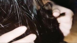 Amature long hair Hairjob and Fuck. Her long hair flaunting and fucked from behind on 4k quality