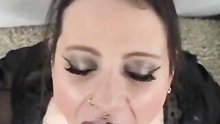 POV Deepthroat Cut- Goth Milf Sucks Sloppy Dick