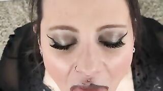 POV Deepthroat Cut- Goth Milf Sucks Sloppy Dick