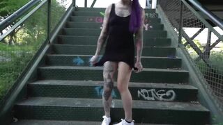 Alternative redhead with small tits and a great PUBLIC BLOWJOB!