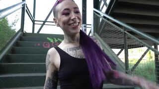 Alternative redhead with small tits and a great PUBLIC BLOWJOB!