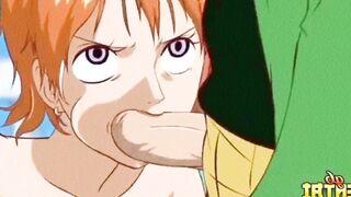 Nami Gets her Throat Destroyed by Horny Creamy Cock