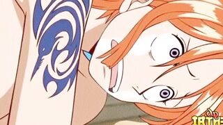 Nami Gets her Throat Destroyed by Horny Creamy Cock