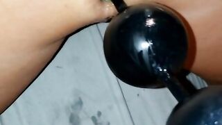 Giant Anal Beads & Cock in me