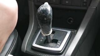 Slut jumps on the gearshift knob