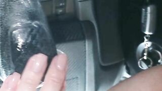 Slut jumps on the gearshift knob