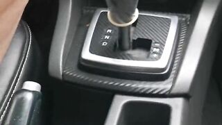 Slut jumps on the gearshift knob