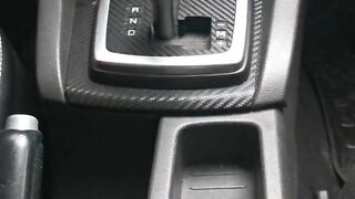 Slut jumps on the gearshift knob