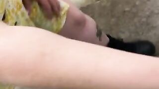 BBW Sucks and Bends Over in Park Bathroom