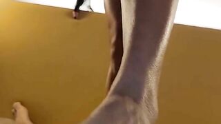 Domina Fire Crushes White Slaves Cock With her Feet