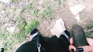 Outdoor BBC Pissing With Help Of Stranger Slut Girl.