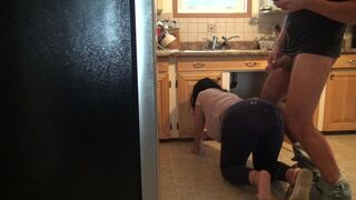 Stepmom almost caught me cumming on her ass.