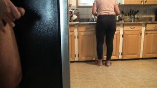 Stepmom almost caught me cumming on her ass.