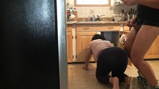 Stepmom almost caught me cumming on her ass.