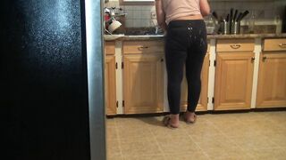 Stepmom almost caught me cumming on her ass.