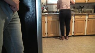 Stepmom almost caught me cumming on her ass.