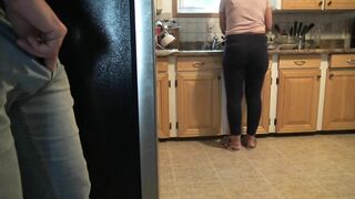 Stepmom almost caught me cumming on her ass.