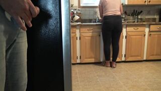 Stepmom almost caught me cumming on her ass.