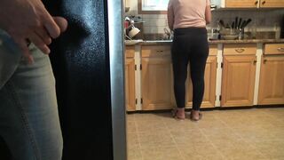 Stepmom almost caught me cumming on her ass.