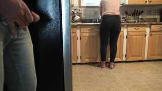 Stepmom almost caught me cumming on her ass.