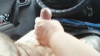 bitch jerks off my dick in the car until I cum close up