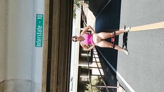 Milf flashing on bike path