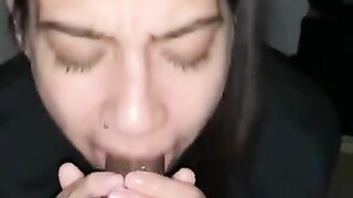 Best sloppy blowjob with surprise cum in mouth!