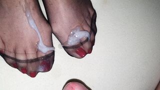 Cum on nylon feet #16