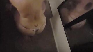 Cheating wife giving blowjob to neighbor and gets fed cum