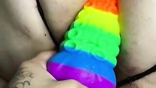 Daddy uses a tentical dildo on my pussy