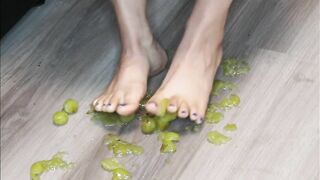 Smashing Green Grapes with My Feet and Toes!