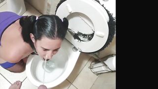 Pigtailed black lips lingerie emo slut golden shower, face fuck, belt ass spanking