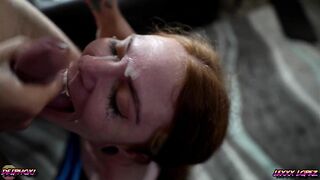 Deep Throat Fucking and Facial with Redhead