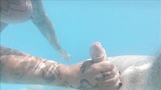 Underwater BJ Pool fun with the Creampies