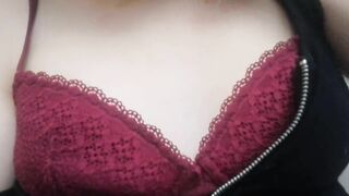 Close up home striptease and masturbation