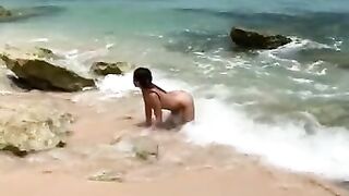 Naked and free . Enjoying the beach !!